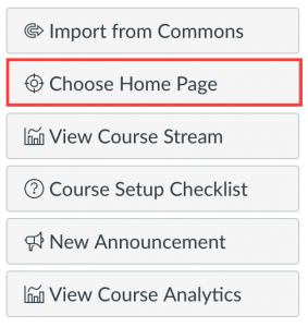 menu button to choose home page