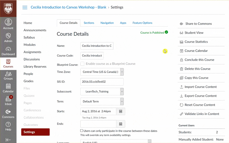 To enable grading scheme for the course total grade, go to course Settings, check the Enable course grading scheme box, click the Select grading scheme link, then select the appropriate grading scheme, click Done, then click the maroon Update Course Details button.