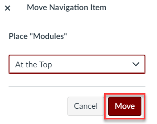 Drop-down menu with Move button indicated