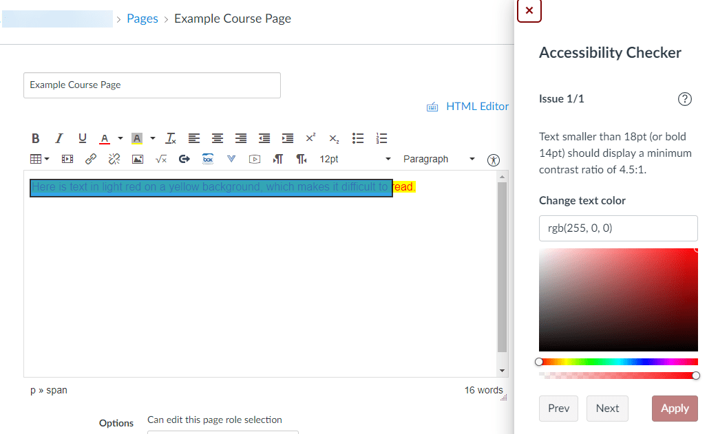 Dialog box with color picker