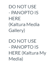 Current Kaltura links